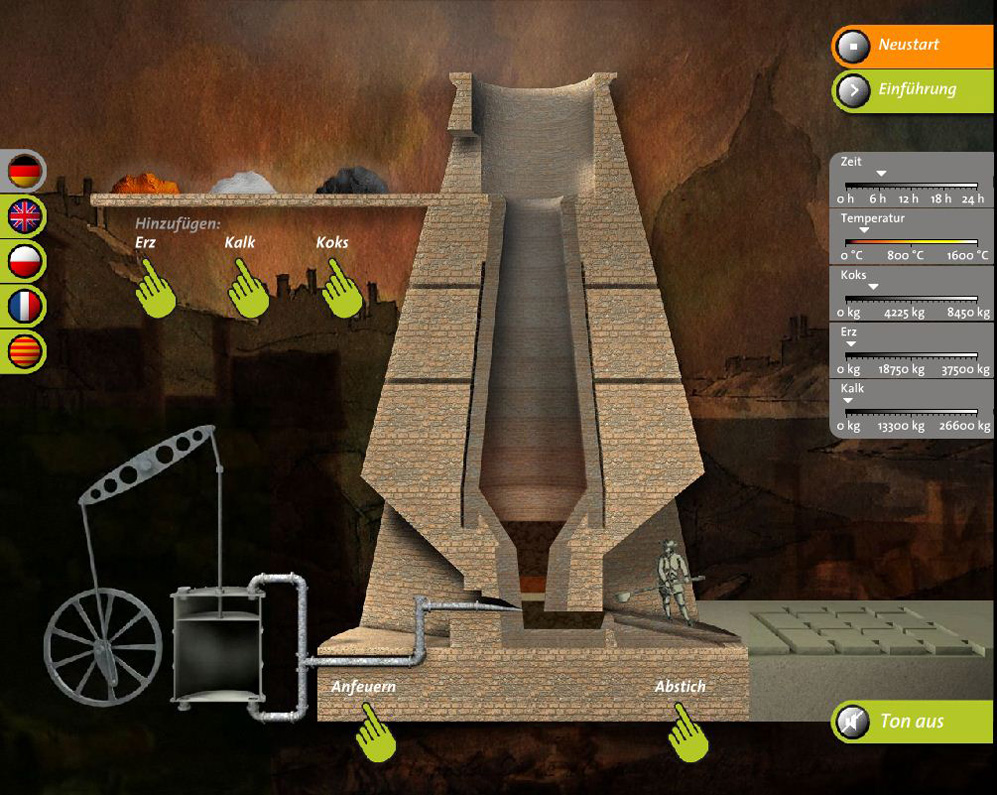 Screenshot Hochofen-Spiel