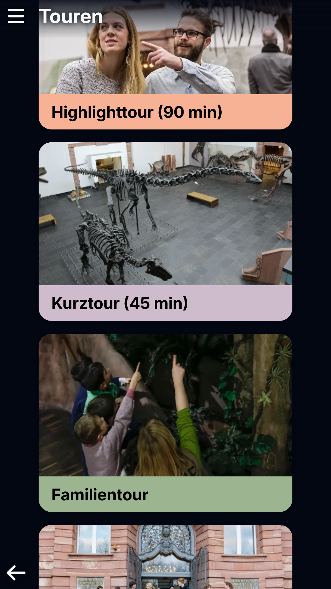 Auswahl der Touren im Senckenberg Museum Auswahl der Touren im Senckenberg Museum